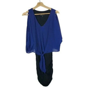 Akiko Royal Blue & Black Layered Bodycon Mini Dress XS